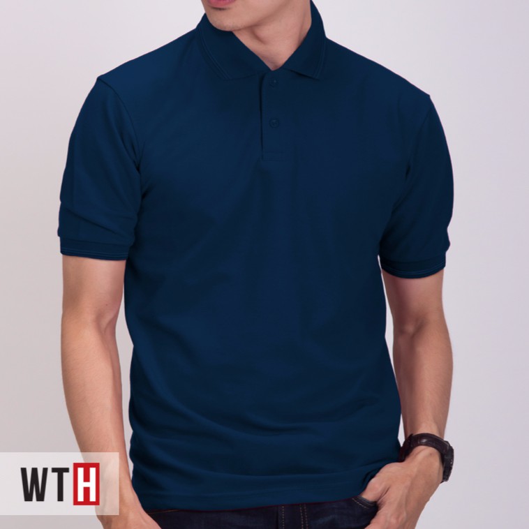 KAOS POLO SHIRT POLOS BIRU NAVY WHAT THE HEAVEN Shopee 