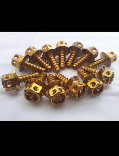 Baut Probolt flower Body Warna gold biru Honda