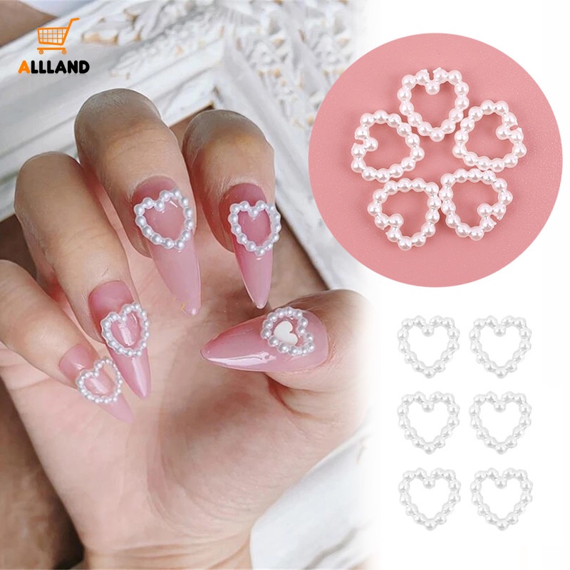 10 Pcs Mutiara Mini Bentuk Hati Bahan Plastik Gaya Vintage Untuk Dekorasi Nail Art