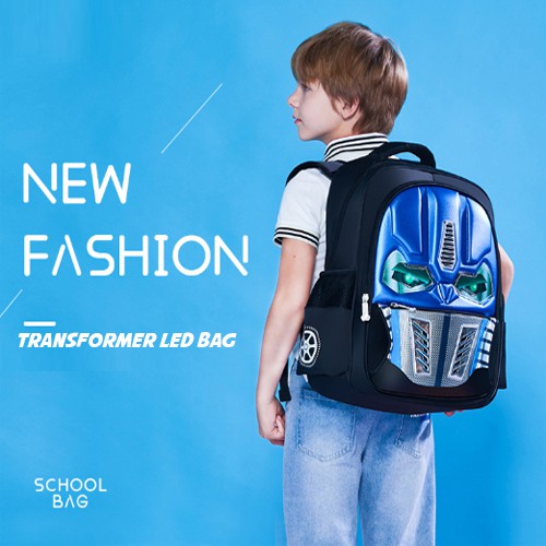 [Brandedbaby] TAS RANSEL SEKOLAH ANAK LED TRANSFORMER IMPORT WATERPROOF MATANYALA BUMBLEBEE/OPTIMUS