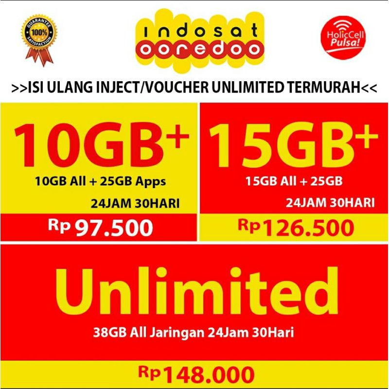 [TERMURAH] INDOSAT UNLIMITED APPS 10GB 15GB UNLIMITED 24 JAM 30HARI