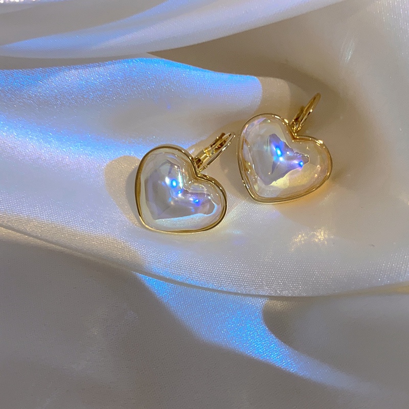 Anting Mutiara Bentuk love Hati Bulat Gesper Warna-Warni Untuk Wanita Aksesoris Telinga Korea