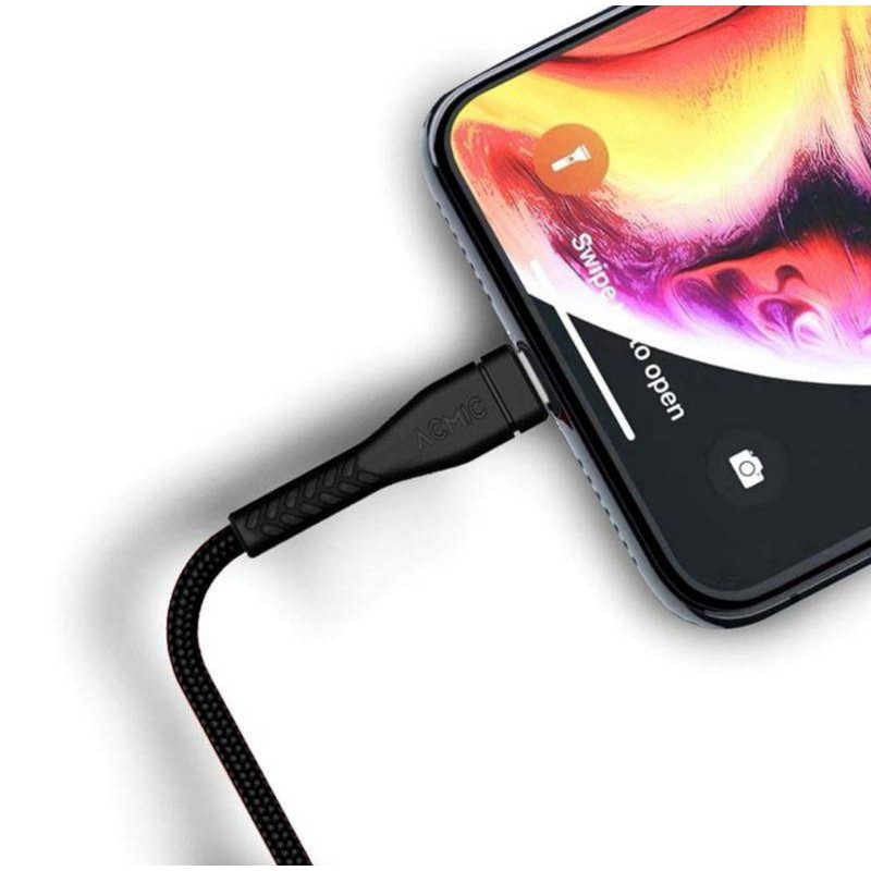 Acmic Original Charger Nylon Kabel Data Nilon Cable Type C USB Fast Charging QC 3.0 Charge GC100 PRO