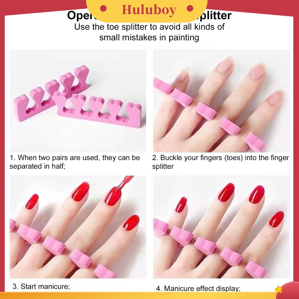 Huluboy Huluboy♡ 2pcs / Set Spons Pemisah Jari Kaki Bahan Gel Elastisitas Tinggi Untuk Manicure Pedicure