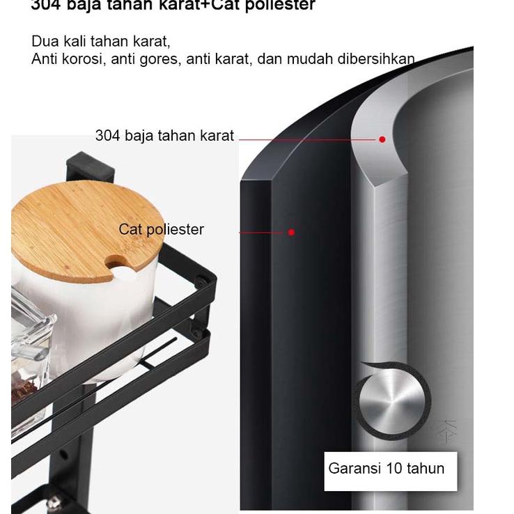 Langsung Beli NETEL Rak Bumbu Dapur Susun Rak Dapur Serbaguna Rak Penyimpanan Stainless Steel 2/3 Susun