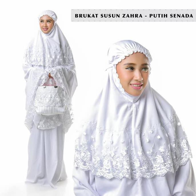 Promo Mukena Dewasa Brokat Zahra Putih Senada