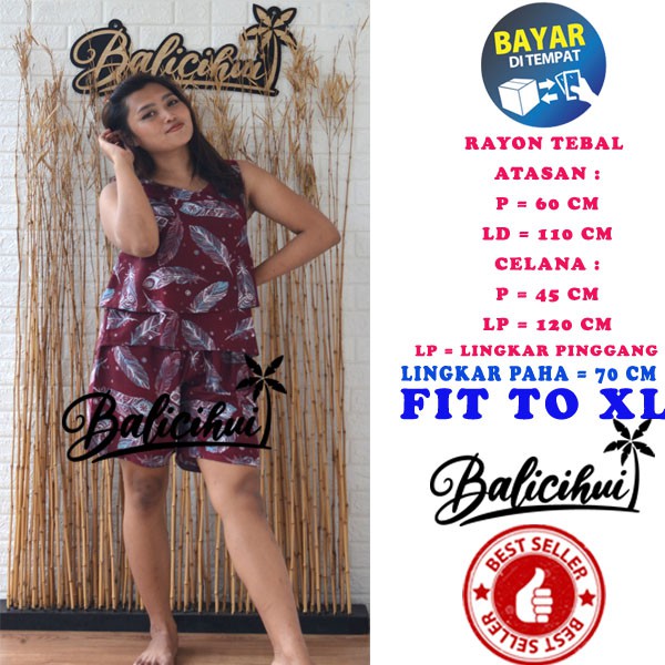 Balicihui Setelan Susun Bali Piyama Tidur Bali Baju Tidur baju santai wanita setelan tidur