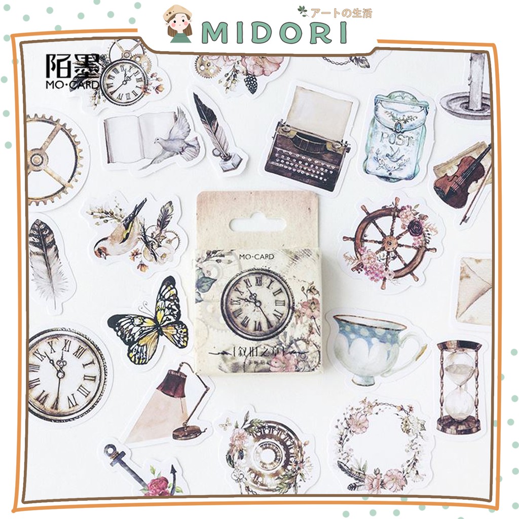 

[MIDORI] 46 Pcs OLD TIME Deco Sticker DIY Scrapbook Stiker Lucu Kotak - B0062