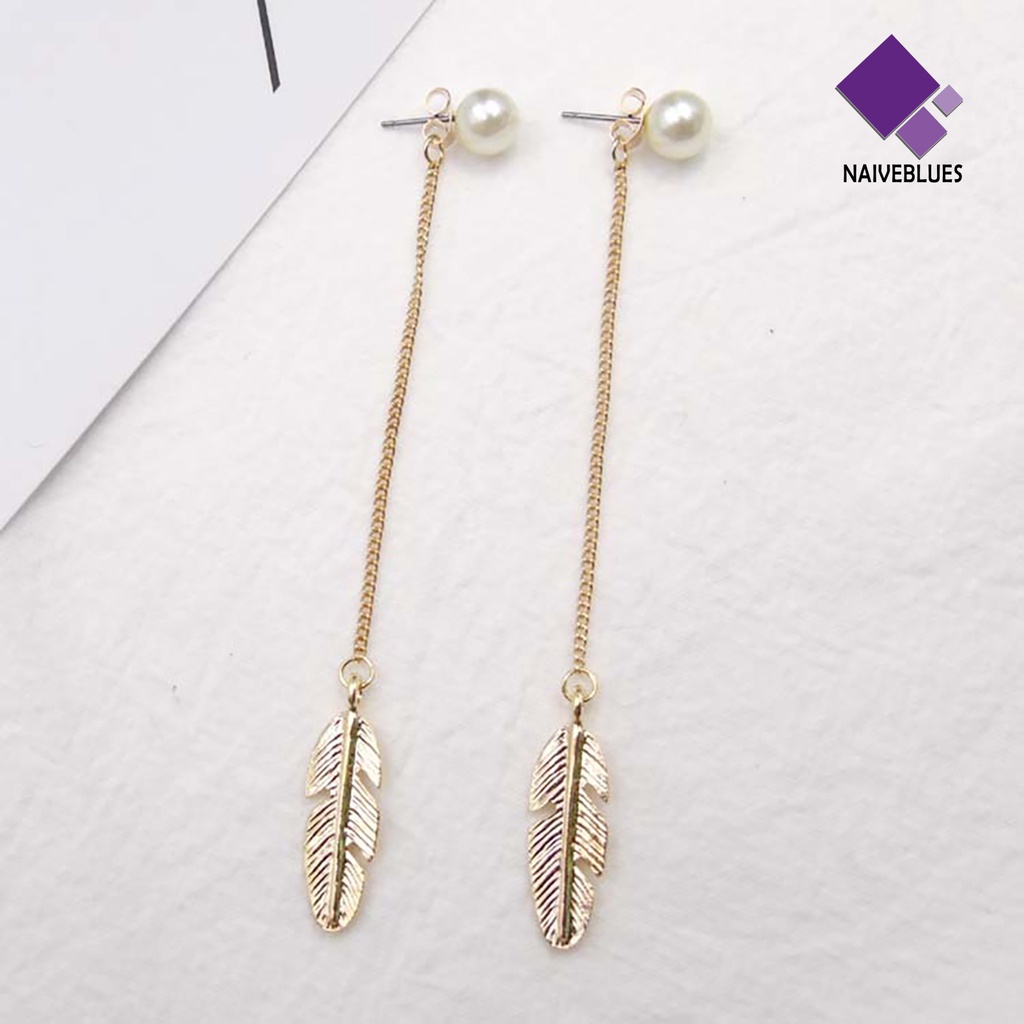 Anting Drop Desain Daun Untuk Perempuan