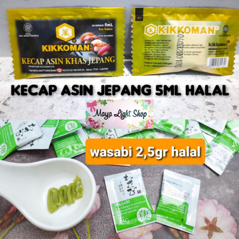 wasabi paste shoyu sachet saset wasabi pasta topping sushi nori rumput laut halal kecap asin jepang soy sauce sushi snack wasabi paste