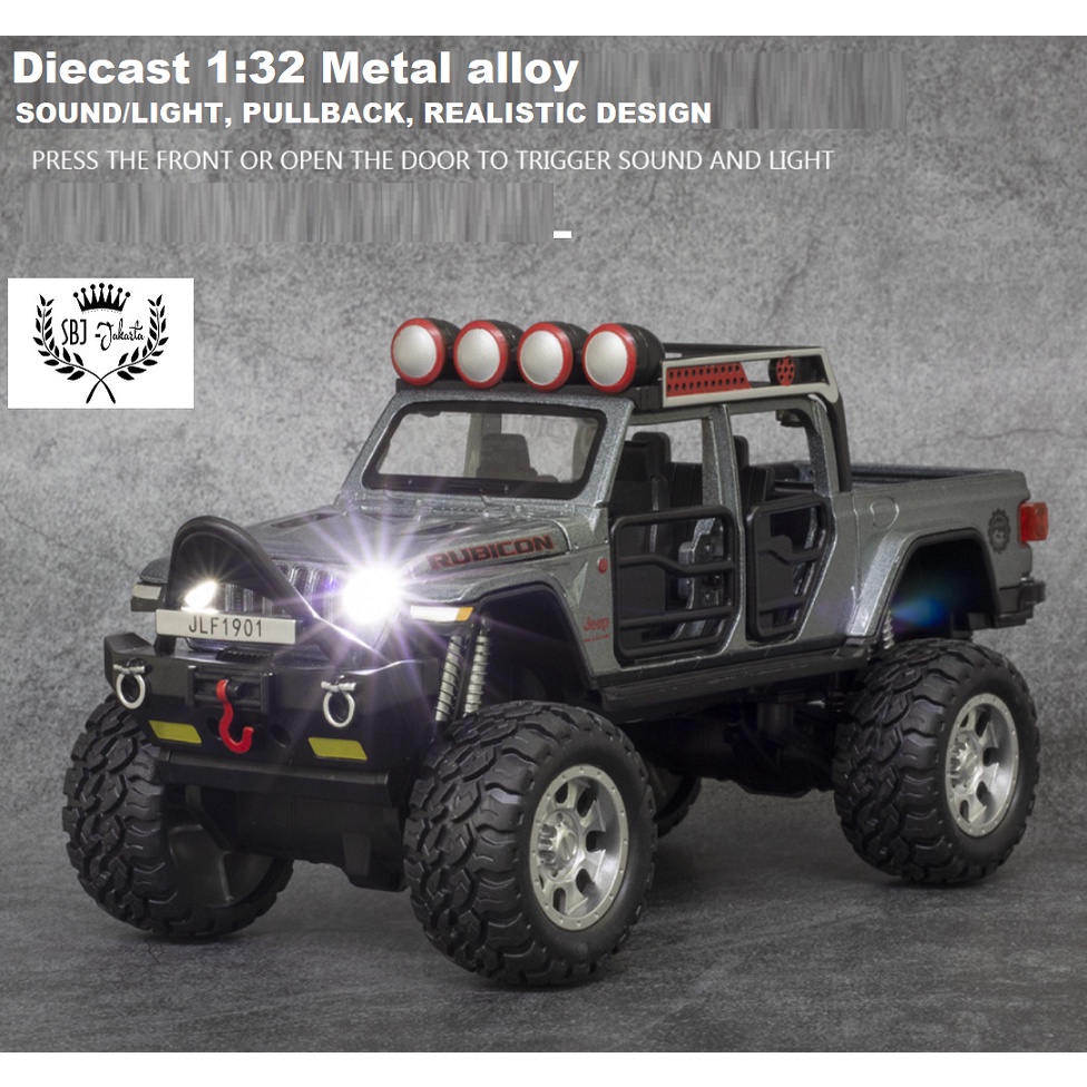 DIECAST Miniatur MOBIL JEEP RUBICON OFF ROAD BM BIG WHEEL SKALA 1:32