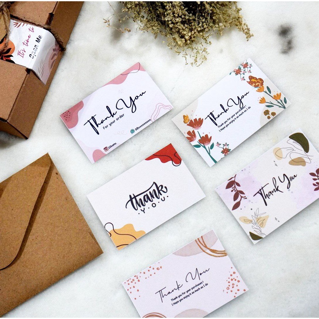 thankyou card / kartu ucapan ukuran 6x9 CM / bisa CUSTOM DESIGN thank you card TCM 004