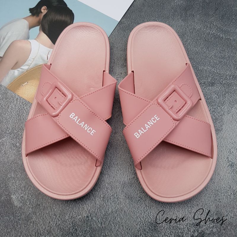 [BEST SELLER] Sendal Jelly Cuted BLC Import Full Karet Lentur Elastis Sandal Slop Silang Kokop-PINK