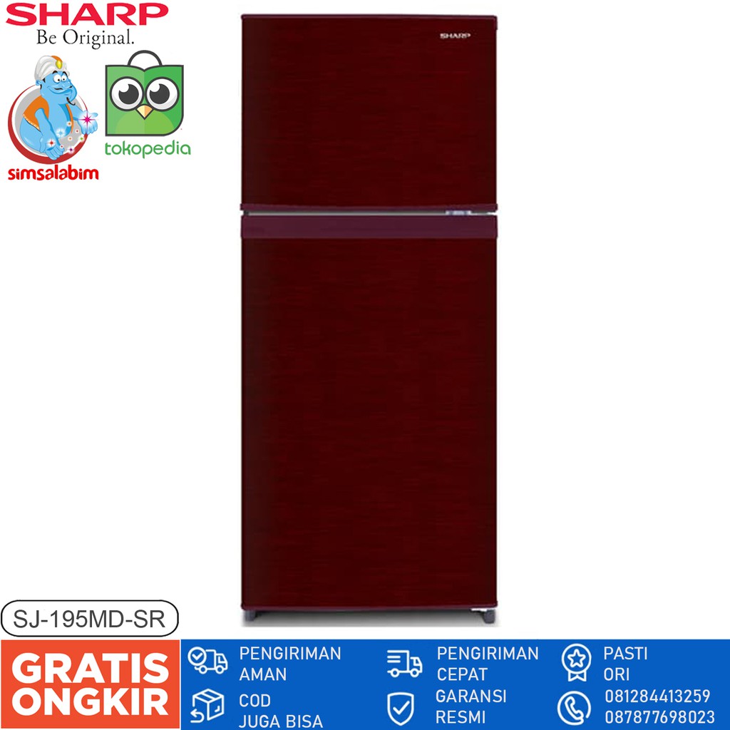 KULKAS SHARP SJ-195MD-SR MERAH LEMARI ES 2 PINTU | Shopee ...