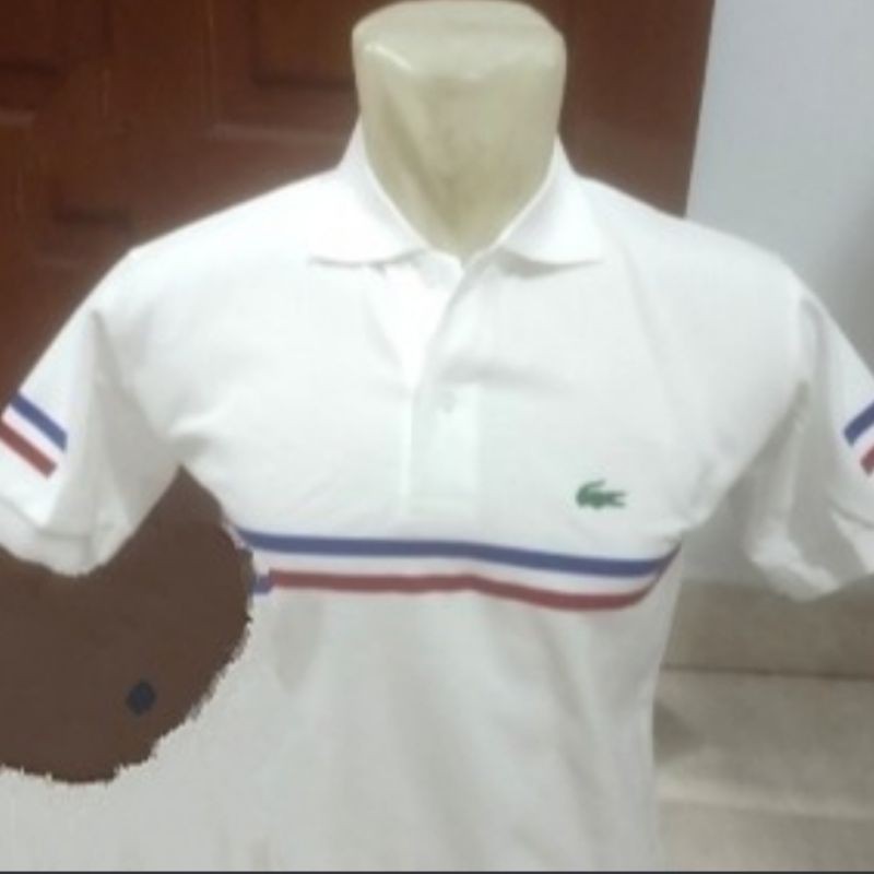Kaos kerah Polo shirt Pria keren Lacoste stripe