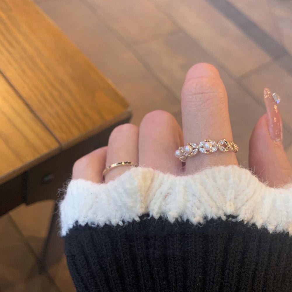 Mxbeauty Wanita Cincin Fashion Minimalis Pernikahan Berongga Persegi Zirkon Gadis Jari Telunjuk Ring