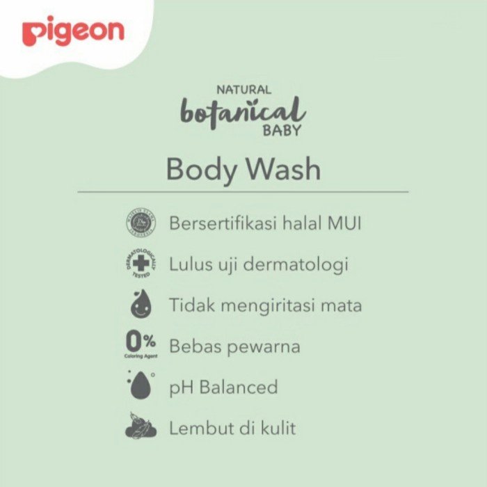 PIGEON Natural Botanical Baby Body Wash 240ml Sabun Bayi Olive Oil