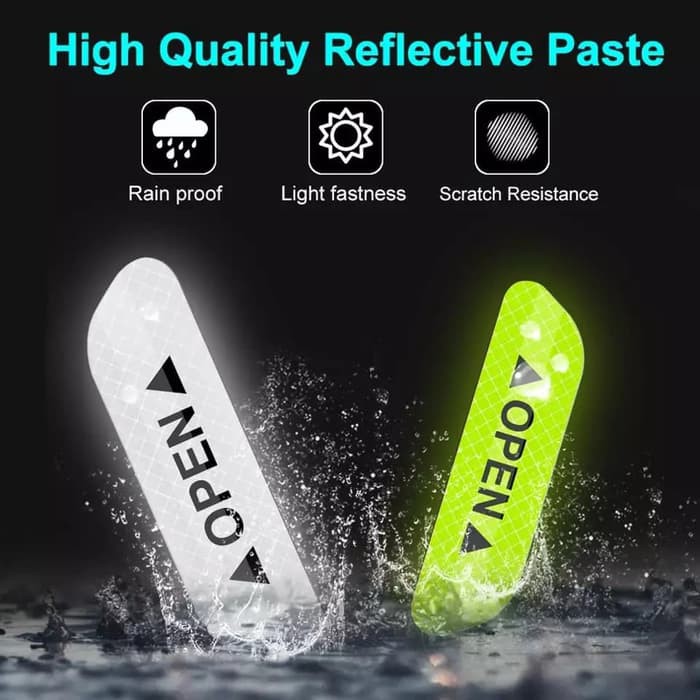 1 Set 4Pcs Hijau Sticker Reflektif Stiker Mobil Pintu Open Car Pantul