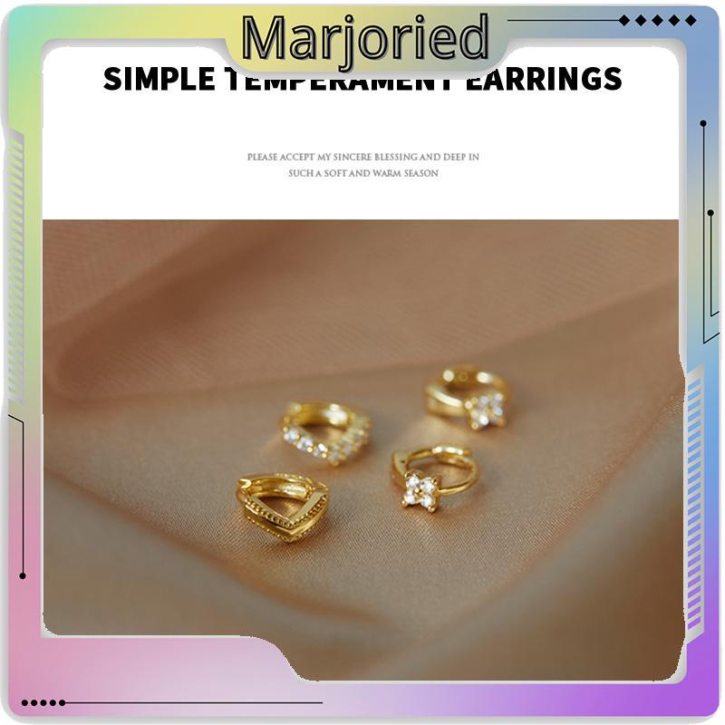 1 Pasang Anting Hoop Zirkon Mini Berlapis Emas 14K Anting Tindik Huggie Anting Tulang Rawan-MJD