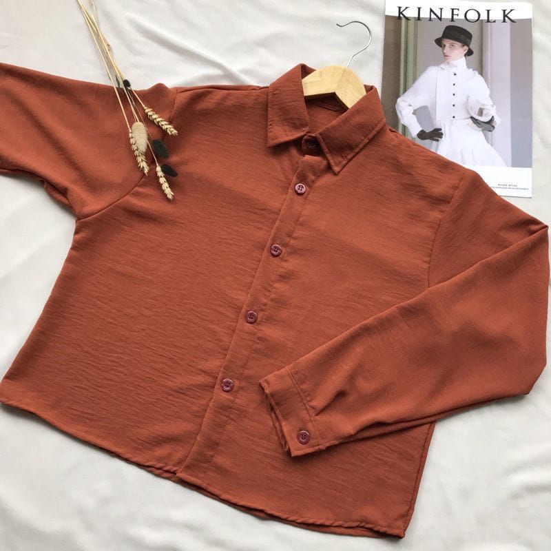 KEMEJA CROP CRINKLE/ KEMEJA WANITA CRINKLE CROP