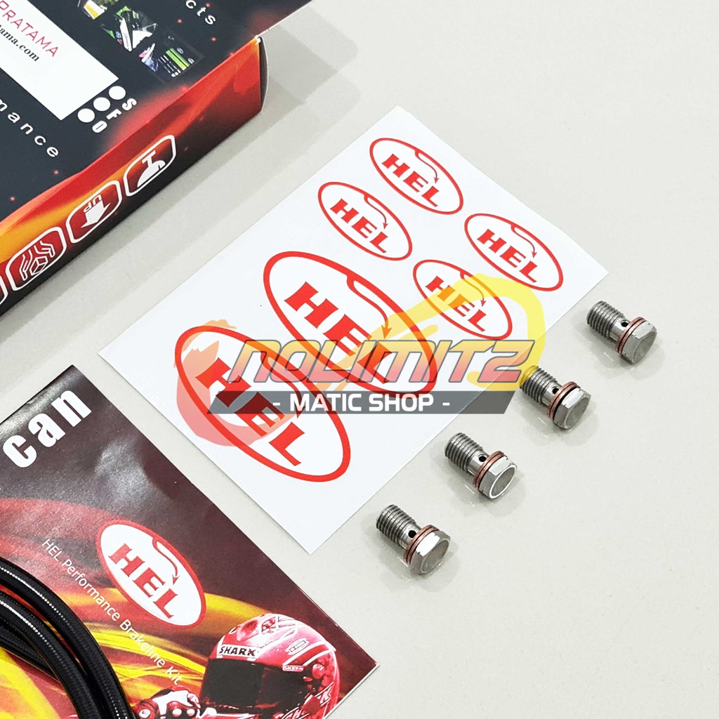 Selang Rem Racing HEL Infinit Carbon NON ABS Depan Belakang NMAX