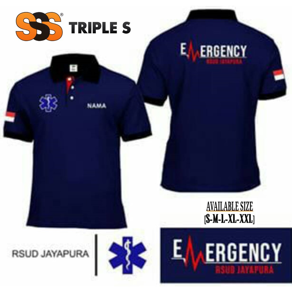 KAOS KERAH PERAWAT EMERGENCY NURSE - NAMA RSUD DAN NAMA PERAWAT BISA REQUEST SHIRT BERKERAH