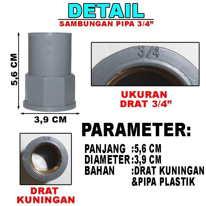 EELIC SAP-3/4I Sambungan Pipa 3/4 INCH Drat Kuningan