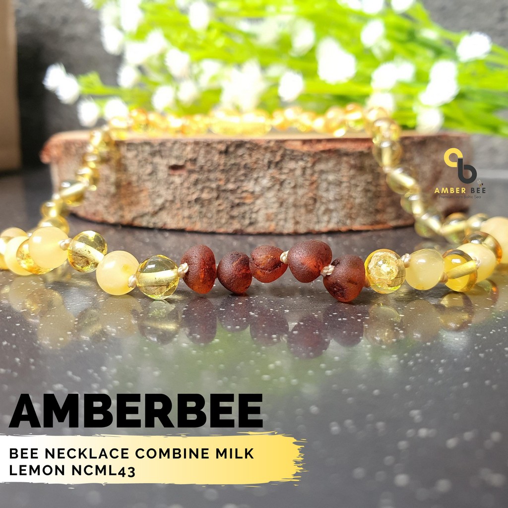 Kalung Amber Anak Premium Combine Lemon Milk Cognac NC43 By Amber Bee