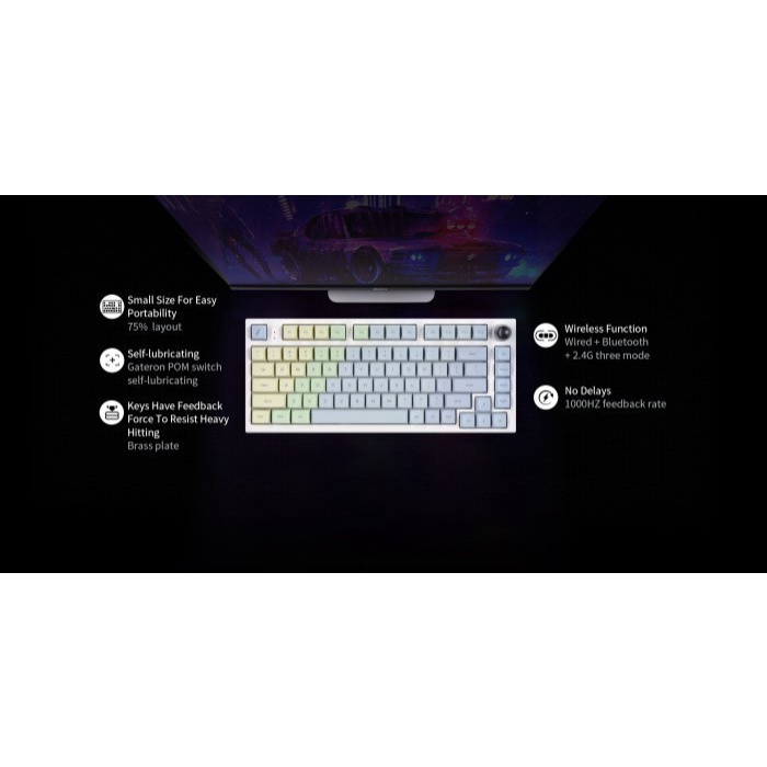 1STPLAYER THE ONE-Gi80 Wireless Mechanical Keyboard - White Switch