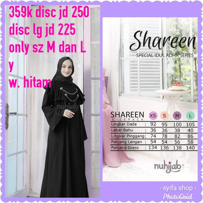 Nuhijab dress shareen Black READY STOCK Original by Nuhijab SALEEE