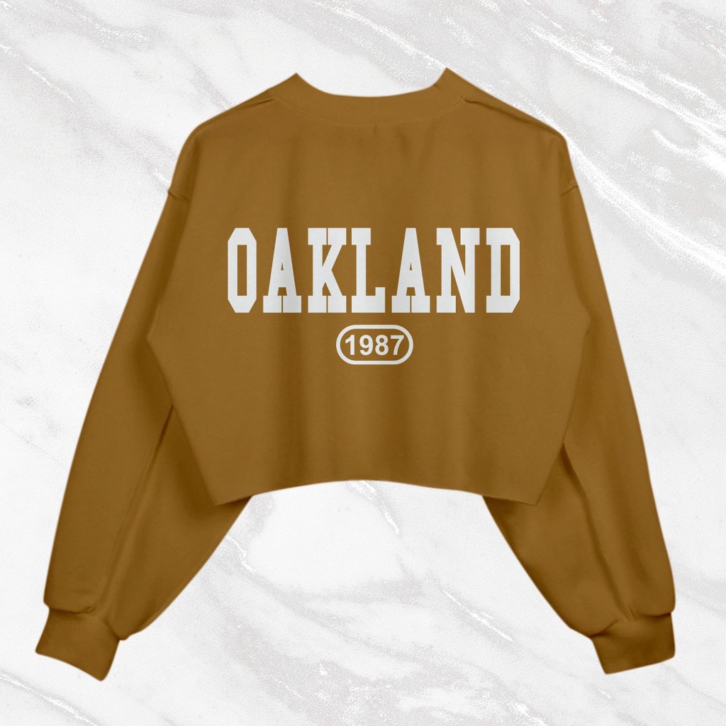 CROP OVERSIZE OAKLAND SWEATER WANITA - ATASAN KEKINIAN TERLARIS