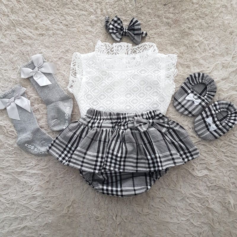 baju bayi Newborn Polkadot bloomer Set-Paket Hitam