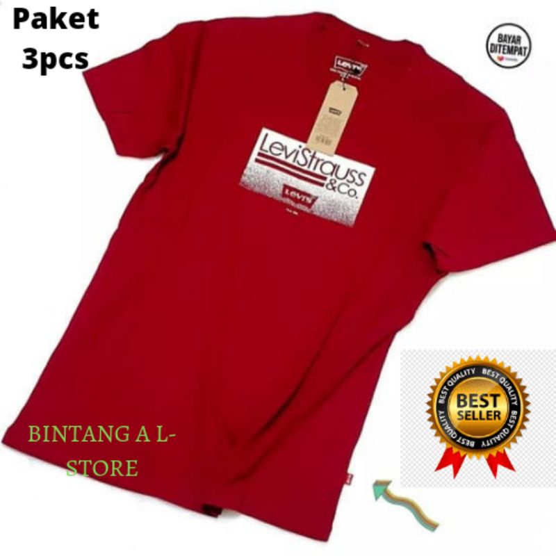 [Promo] 100RB DAPAT 3Pcs Kaos Leviis Premium / Kaos pria distro / Kaos Nevada pria distro / kaos bomboogie pria distro