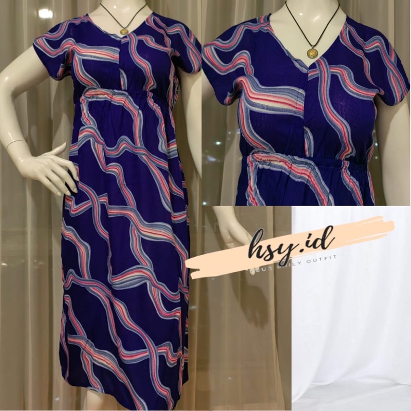 hsy.id-Daster manohara etnik kekinian/ Daster manohara rayon bali/Dress Bali-fuji navy