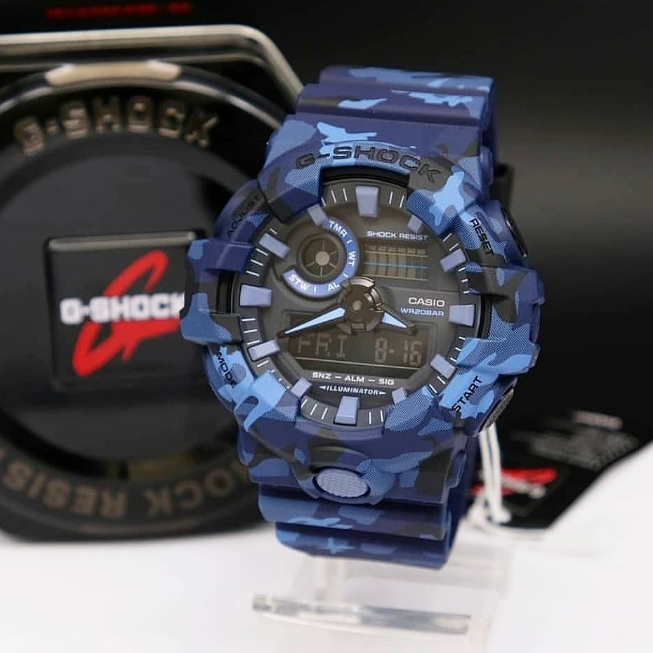Casio G-shock GA_700 original jam tangan pria tali karet blue army