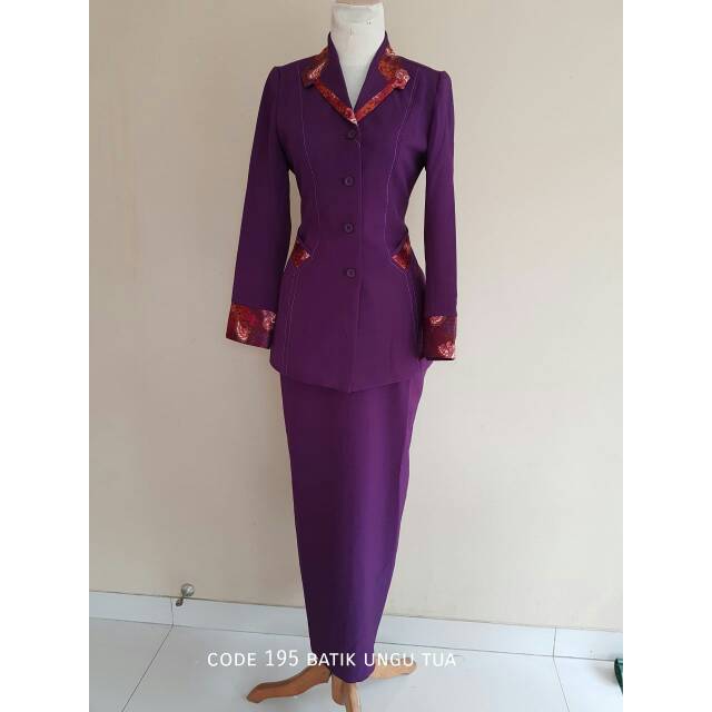DISKON BLAZER SAFARI JAS UNGU TUA 195 BATIK KEREN KARYAWATI SERAGAM FORMAL TELLER,CUSTOMER SERVICE