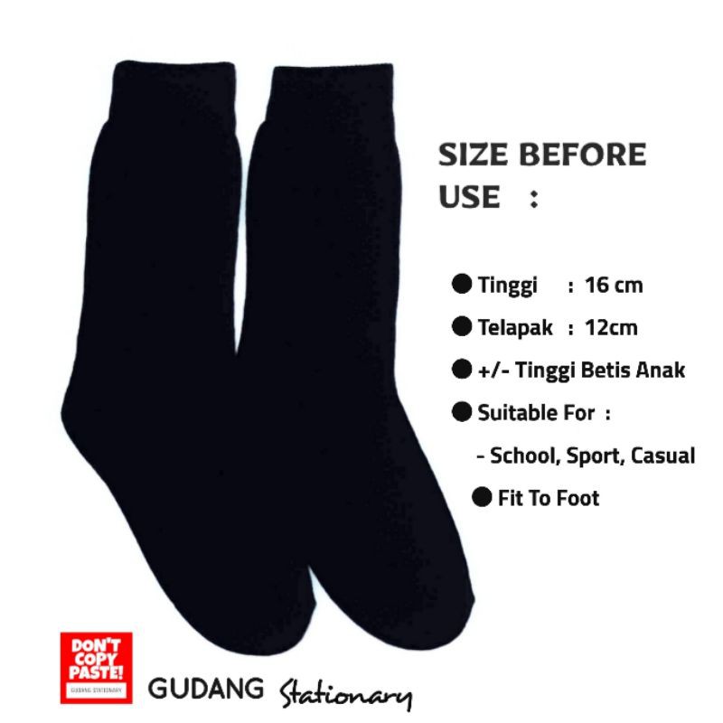 Kaos Kaki Anak Sport &amp; School Hitam Polos