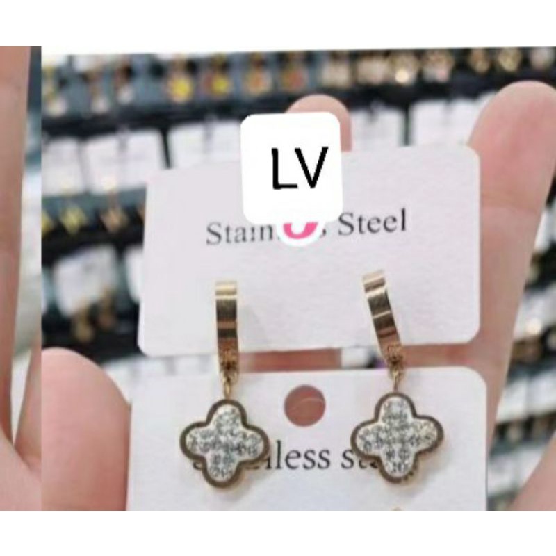 Anting Titanium Anti Karat Tidak Alergi Full Permata Love Cinta Rosegold AP-5F-LV mata putih