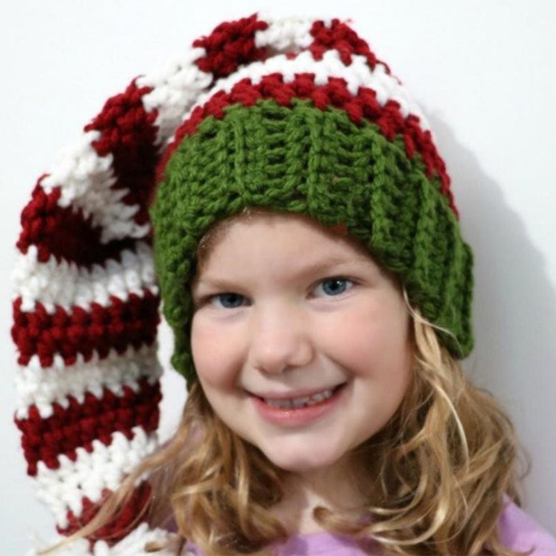 Topi Beanie Rajut Bahan Wol Motif Garis Aksen Pom-Pom Untuk Properti Foto Ibu Dan Anak