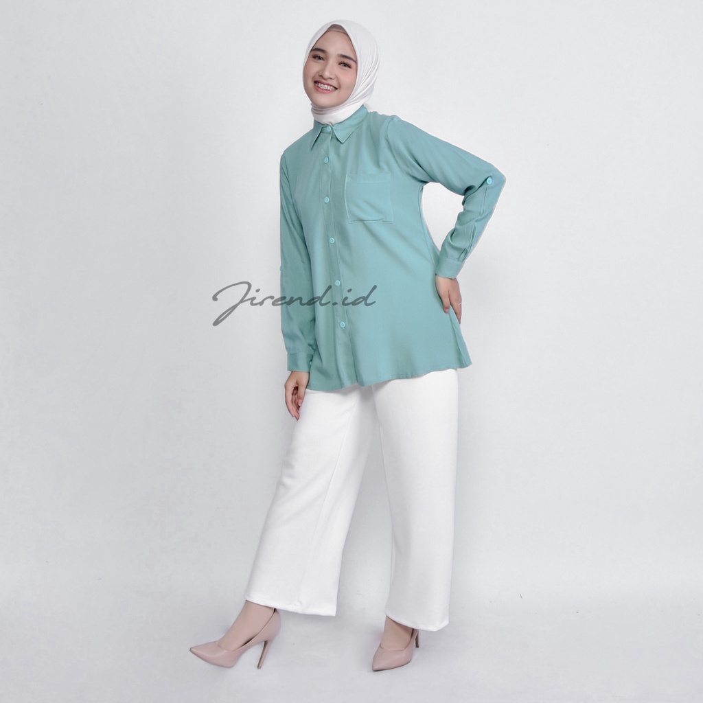 Kemeja Polos Tangan Skoder/ Rayon/ Lengan Panjang