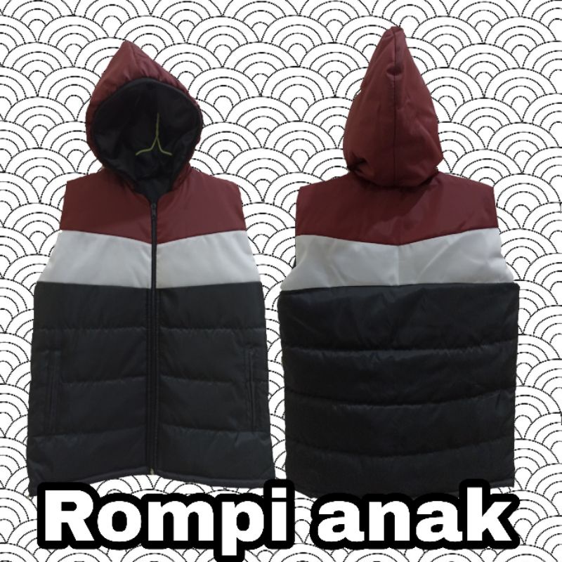 jaket rompi anak parasut hoodie 3 warna