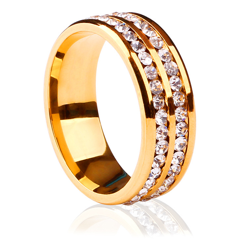 Cincin Emas Asli Kadar 375 Crystals Cincin Hadiah Liburan Terbaik (Size:6-10#) 331C1#
