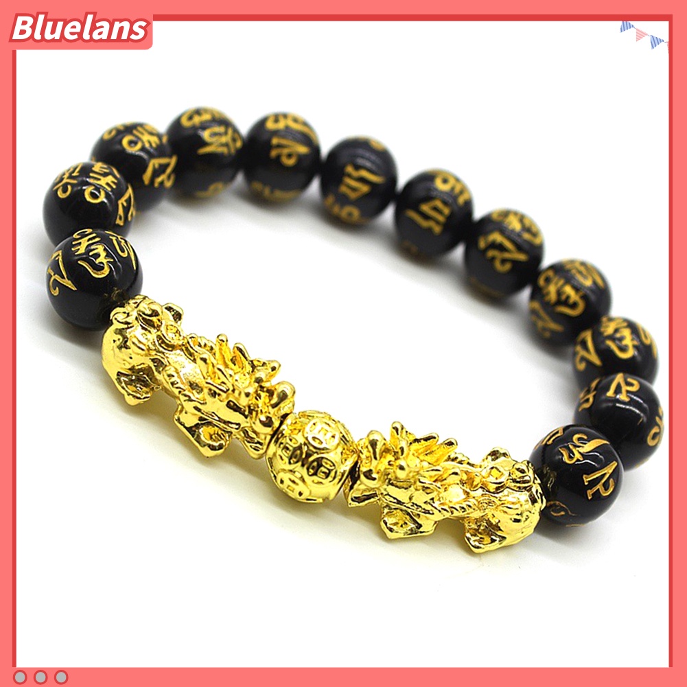 Bluelans Feng Shui Amulet Bracelet Pi Xiu Charm Mantra Bead Lucky Wealthy Bangle Gift