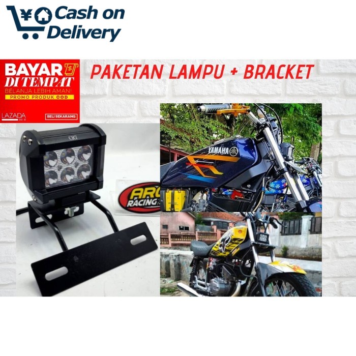 COD Dudukan Plat Nomor Motor RX king Hitam + LAMPU