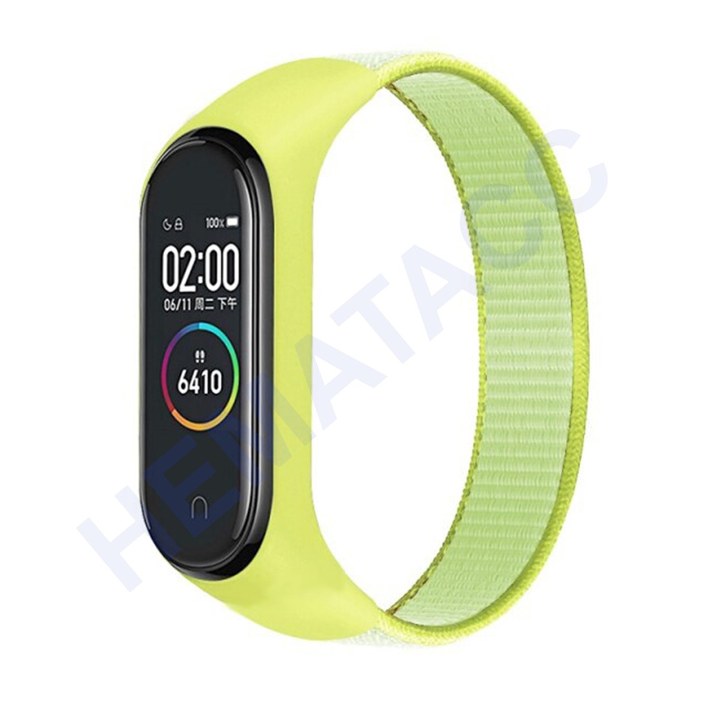 Strap Nylon Mi Band 6 5 4 3 Tali Jam Nilon Xiaomi Smartband M6 M5 M4 M3 OASE-Lemon