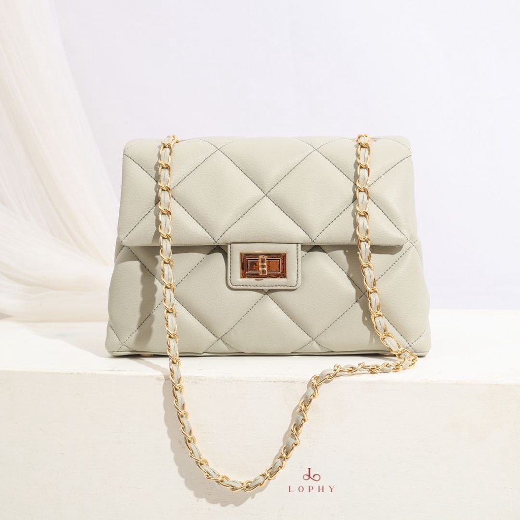 Lophy Bag Tas Wanita Shoulder Bag Tas Selempang Wanita Elora Bag in Light Grey