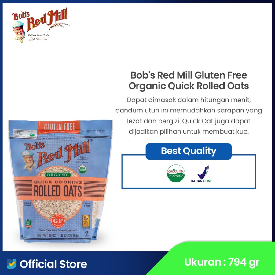 

Bob's Red Mill Gluten Free Organic Quick Rolled Oats 794 gr