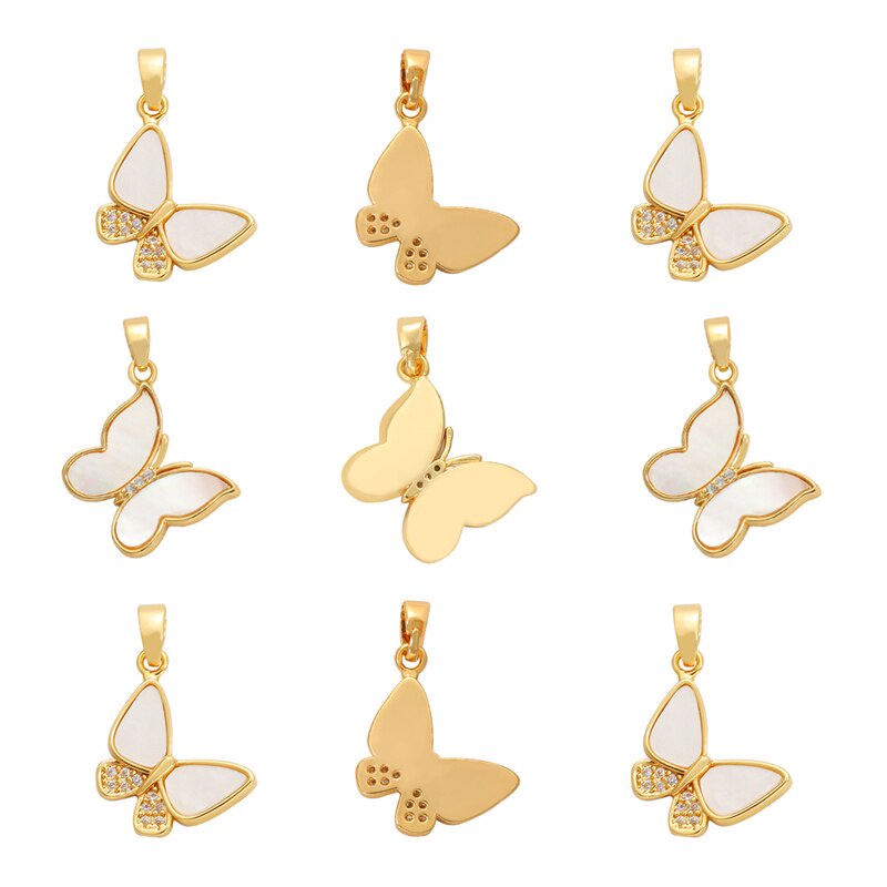 1pc/lot DIY Cute Butterfly 18K Gold Plated Pendant For Fashion Women Party Necklace Jewelry Making Finding Accessories Gift