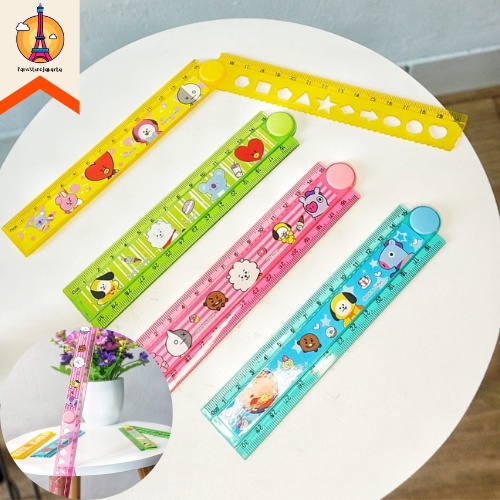 Penggaris Lipat 30cm Motif BT21/BTS Penggaris Tekuk 30 cm Folding Ruler with Character Pattern BT21 