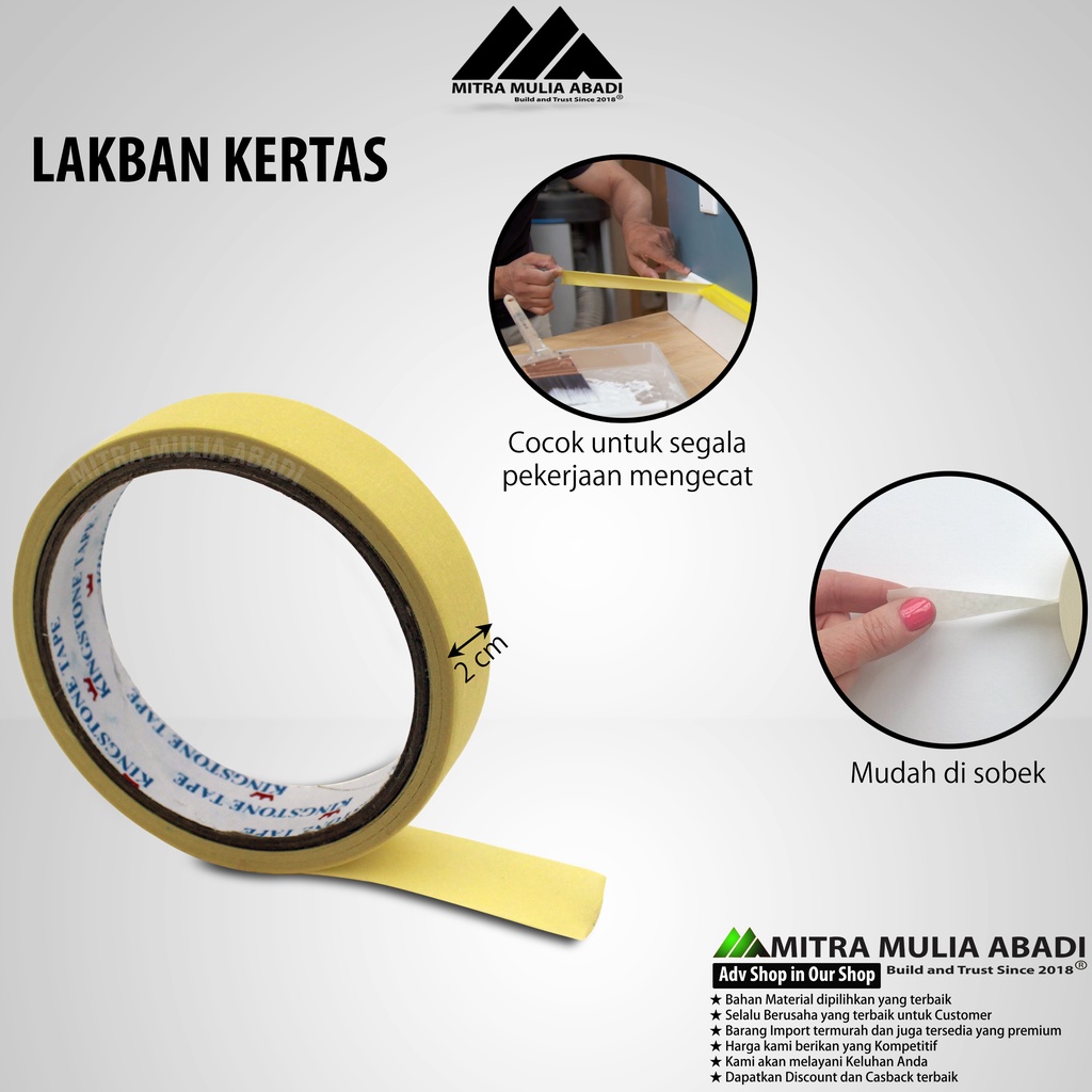 Lakban Kertas / Kertas Lem l Solasi l Isolatip T / Masking Tape 1 inch